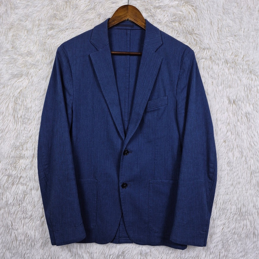 Officine Generale Lightest JKT Blue Seersucker Cotton Blazer Sport Coat 36 Mens